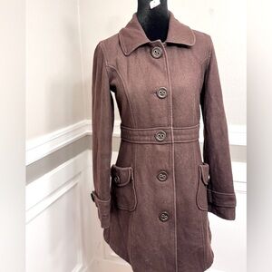 Tulle Anthropologie Wool Blend Peacoat Jacket • Women’s Medium • Chocolate Brown